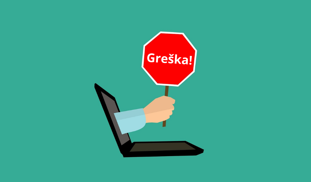 Znak greške iznad računara kao simbol programske odjave