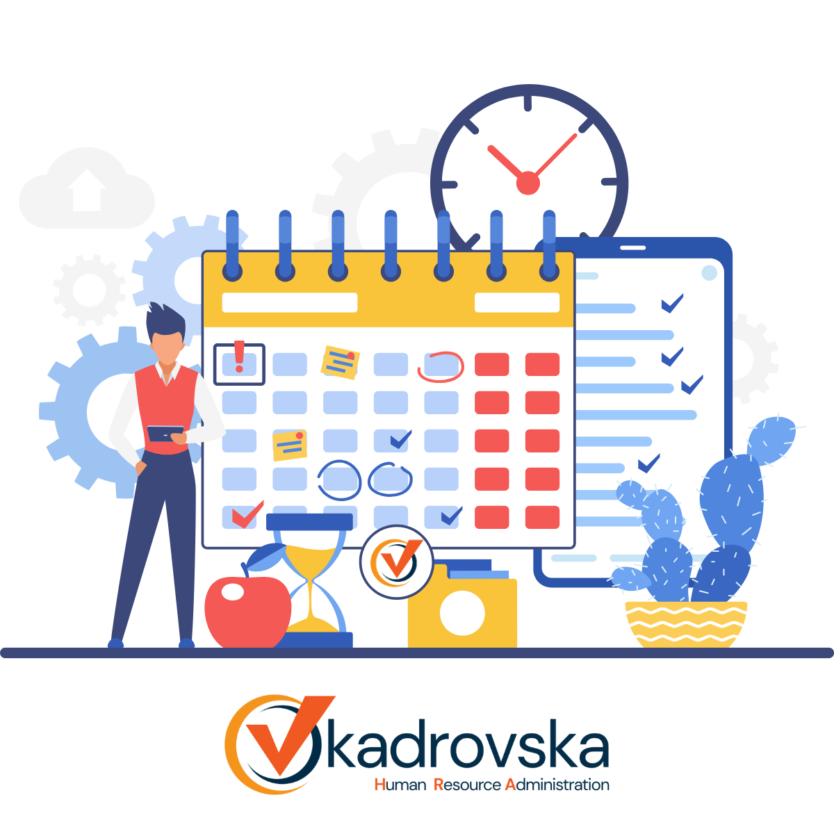 Kalendar i sat kao ilustracija vođenja karneta zaposlenih